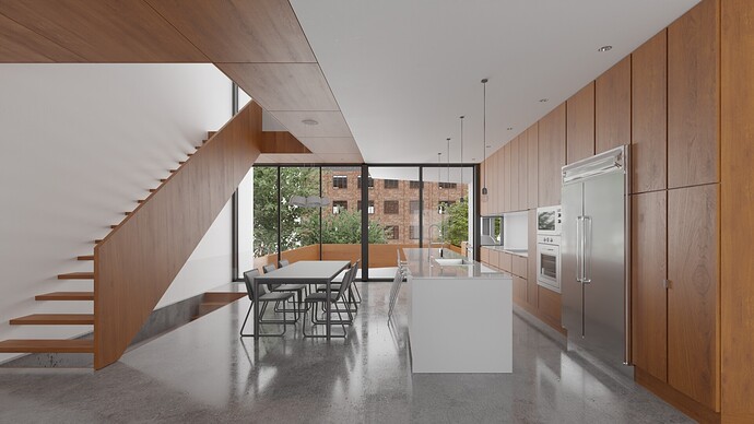 Modern Kitchen Visualization Raw Render