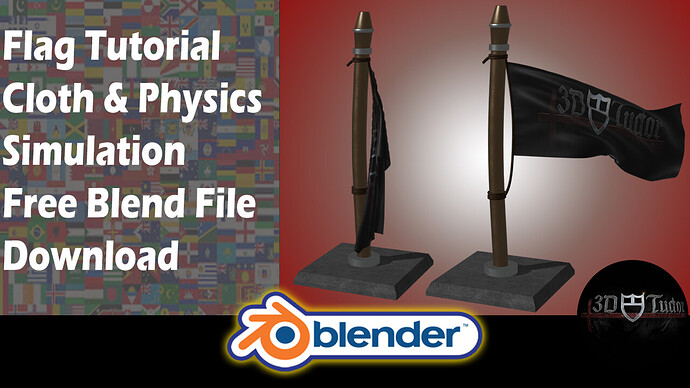 Blender 2.83 Flag Tutorial Free Download Cloth & Physics Simulation Still flag Youtube Image