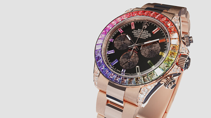 JAV7 - RoleX Daytona Rainbow fin+dof-white