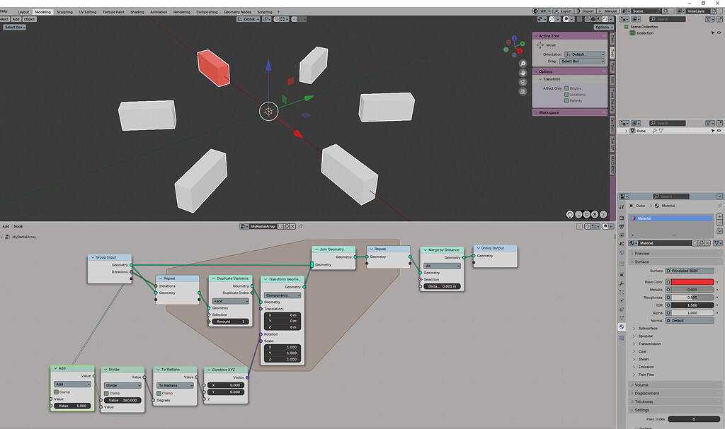 Problem with adding material to object with geonode - Basics ...