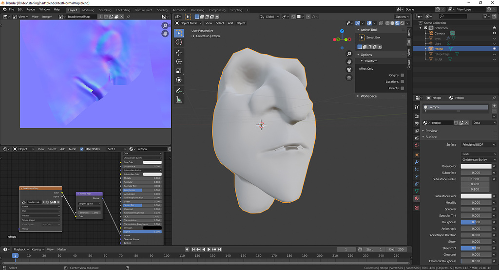 Baking normal map leaves dark spot on lips - Lighting and Rendering ...
