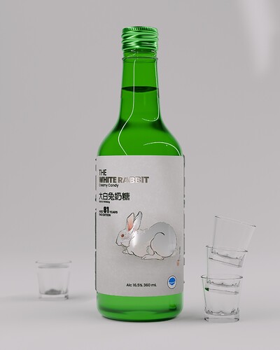 soju bottle front shot render
