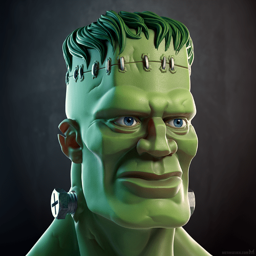 metin-seven_stylized-3d-modeler-sculptor-illustrator_monster-frankenstein-hulk-portrait