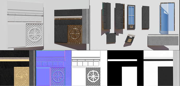Trim Sheet with main modules, and baked maps of it