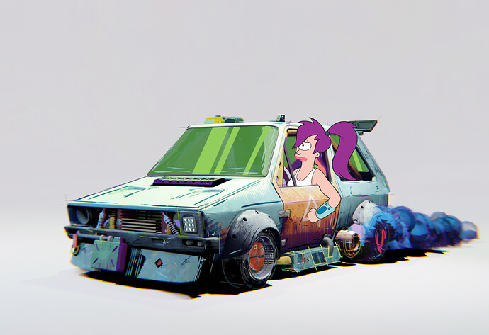 Stylized Car Render with Turanga Leela