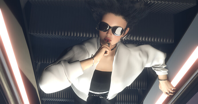 Unworld_Cyber Escalator in the metaverse whitre 3