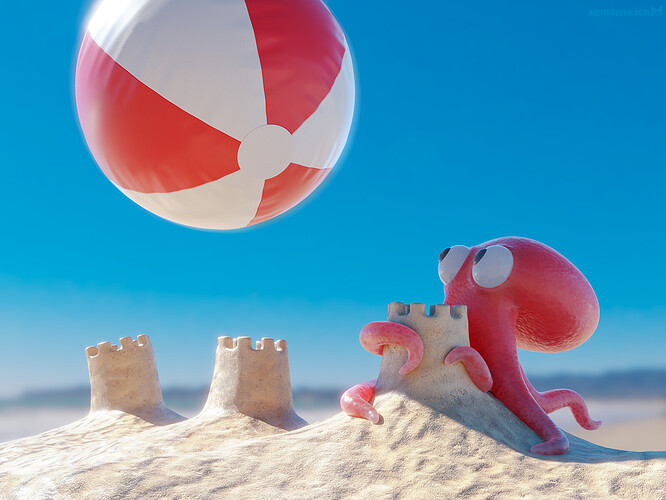metin-seven_stylized-artistic-3d-illustrator-cartoon-character-designer_octopus-squid-beach-ball