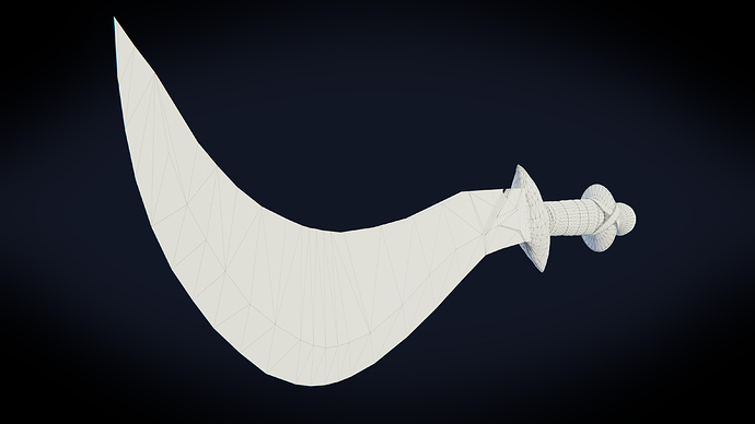 Curved Sword Side View Wireframe