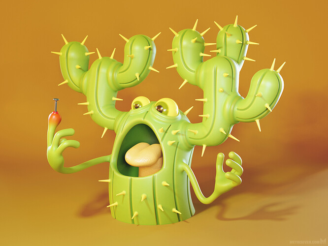 metin-seven_stylized-3d-illustrator-cute-cartoon-character_cactus-nail-accident