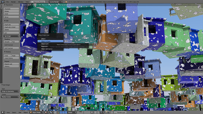 Procedural material to 650 particle objects made real - Materials and ...