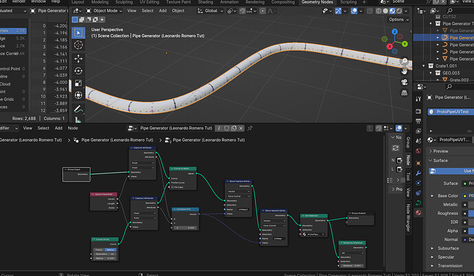 Is there a way to set the UV map of say a pipe generated in Geometry ...