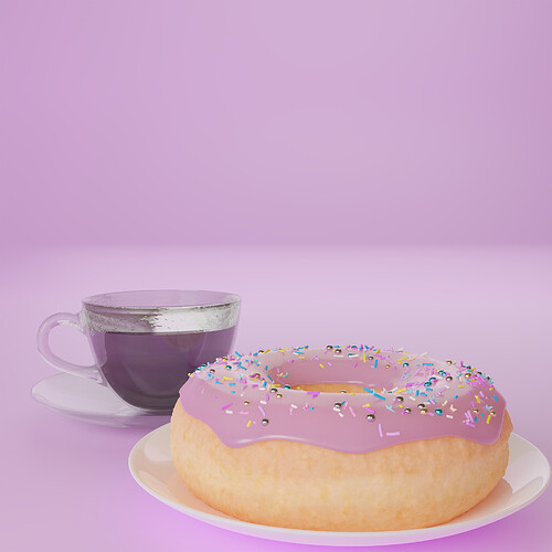 donut whith plate and glass cup