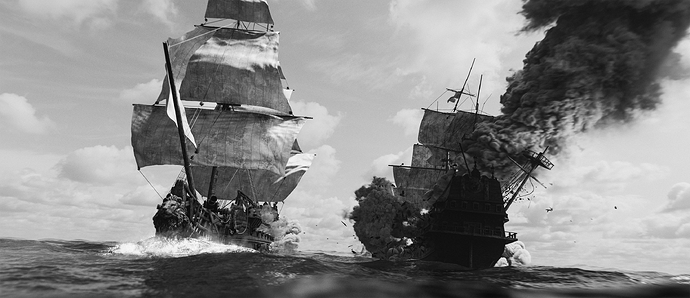 An old memory on new waves black and white