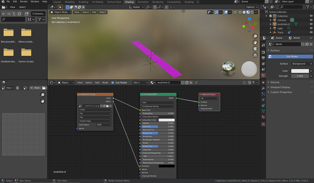 Importing transparent png as plane renders pink - Materials and ...