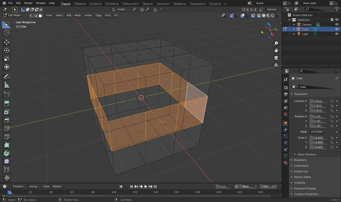 Selecting a loop of multiple faces in Blender 2.9 Basics & Interface