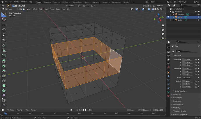 Selecting a loop of multiple faces in Blender 2.9 - Basics & Interface ...