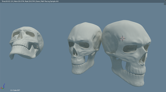 1 X 2016 - Finished skull model. I really don't remember if I only modeled them, or if at some point I decided to sculpt a details.