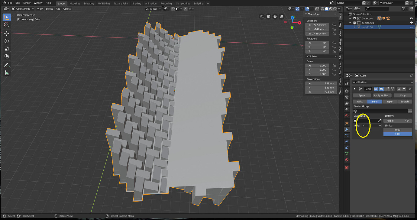 Simple deform modifier - Basics & Interface - Blender Artists Community