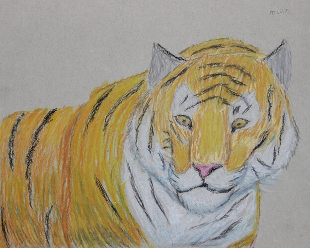 Tiger in Oil Pastel