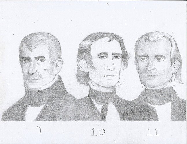 Harrison, Tyler, and Polk (darkened)