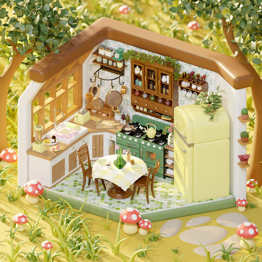 Cottagecore Project Vintage cottagecore kitchen scene - Finished Projects - Blender Artists ...