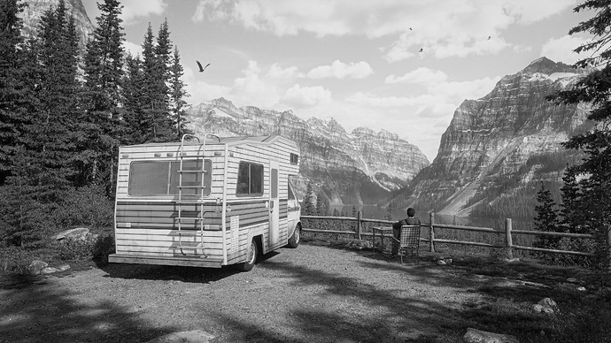 Are We There Yet - RV Scene Shot1 BnW 4K