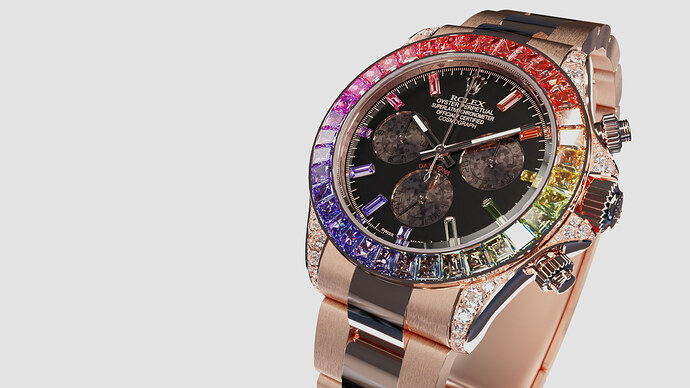 JAV7 - RoleX Daytona Rainbow fin+dof-white-nolights