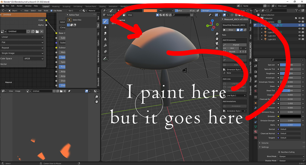 Texture Painting Is in the wrong Place - Materials and Textures ...