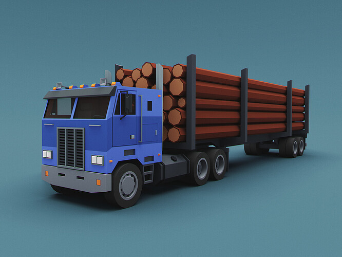 Semi-trailer with logs