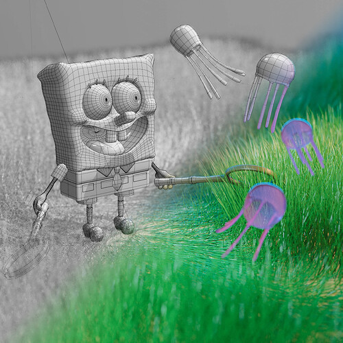 SpongeBob Chasing Jellyfish_VIEWPORT