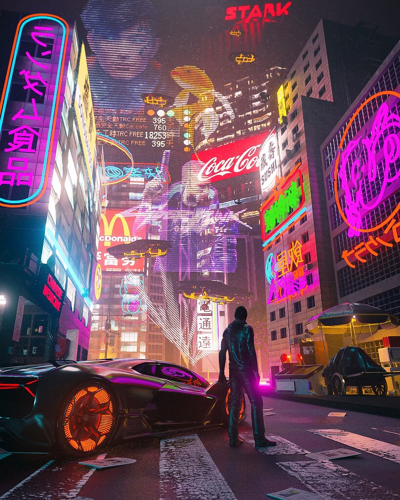 Some 21:9 wallpaper I edited of Night City. Feel free to use :  r/LowSodiumCyberpunk