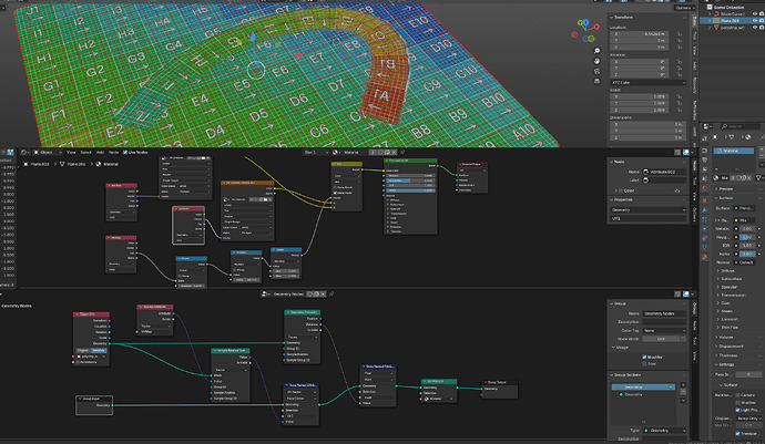 How do I create a procedural texture based on bezier curve's location ...