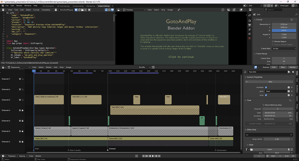 GotoAndPlay addon for Sequencer - Released Scripts and Themes - Blender ...