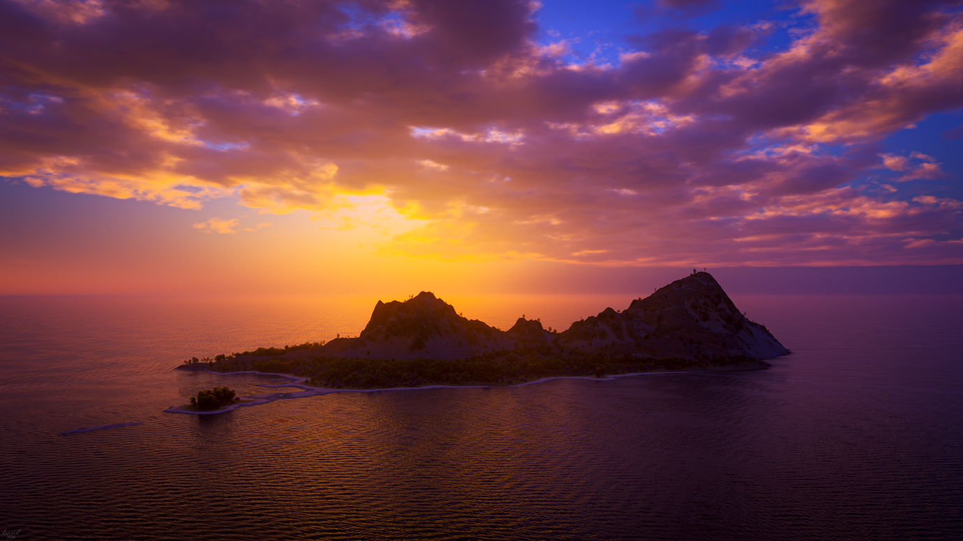 Sunset Island Wallpaper - Finished Projects - Blender Artists Community