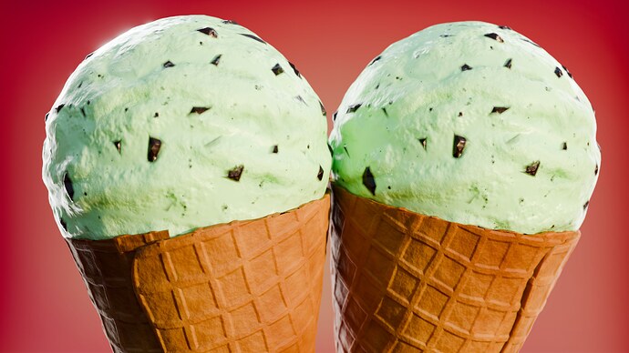 Mint Ice Cream in Cones