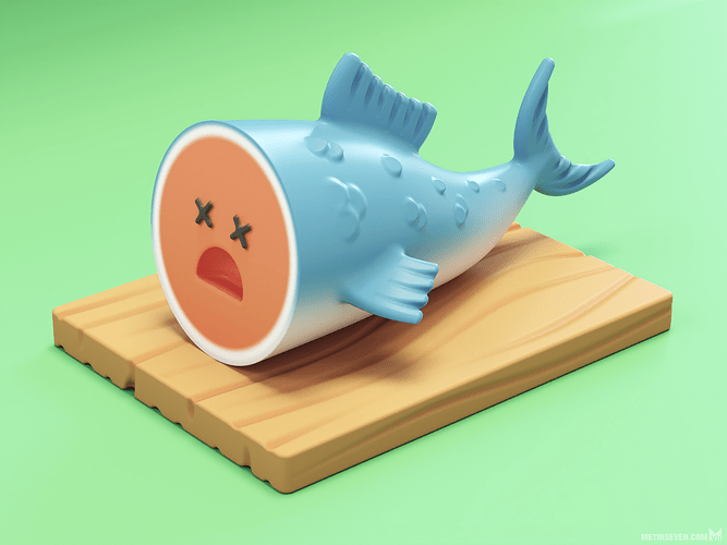 metin-seven_stylized-3d-illustrator-cartoon-character_kawaii-dead-fish