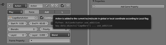 How to play Action in Python with the "Add" from the logic brick ...