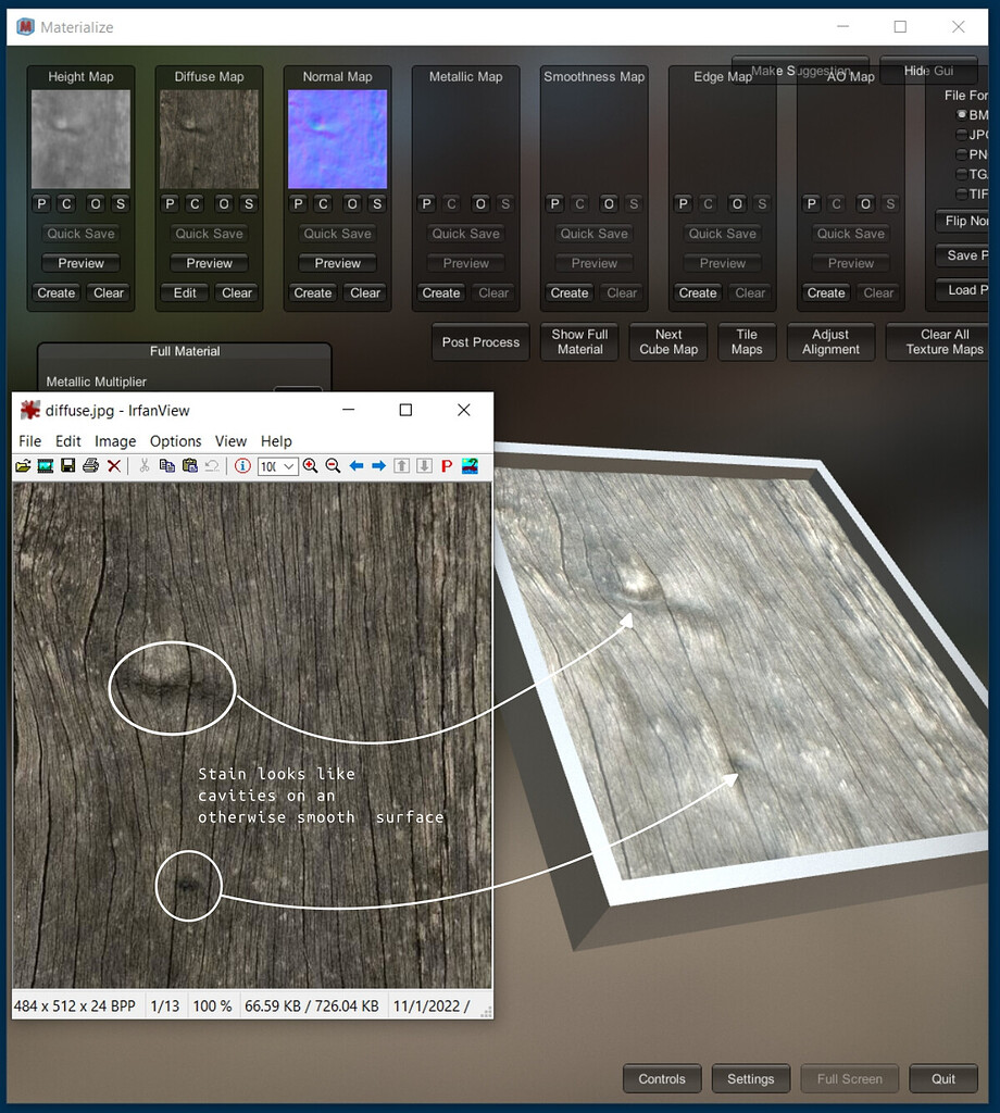 Displacement texture - Stains look like cavities on an otherwise smooth ...