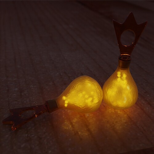 Two Yellow Bottles with Lights off (Orbs: All white)
