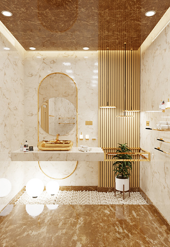 Bathroom gold marble