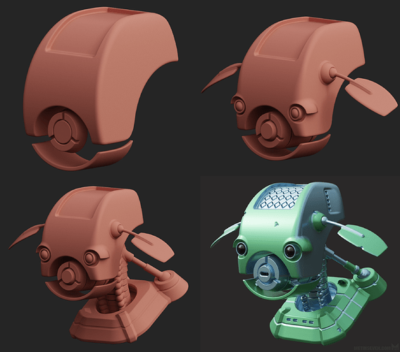 metin-seven_3d-hard-surface-modeler-toy-designer_science-fiction-robot-bust_wip