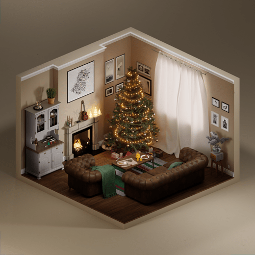 Isometric christmas living room_LQ