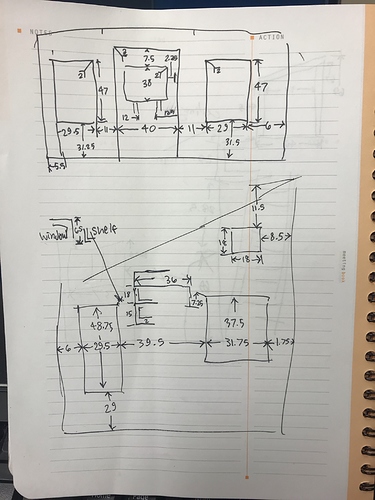 Notebook scribbles and measurements