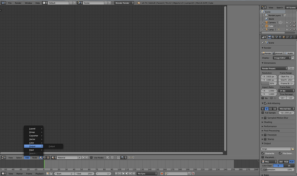 Unable to composite Blender Cycles 2.71 as nodes aren't there, working ...