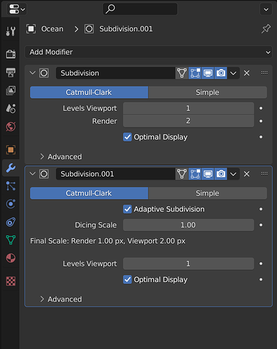 Ocean plane_Modifier Stack