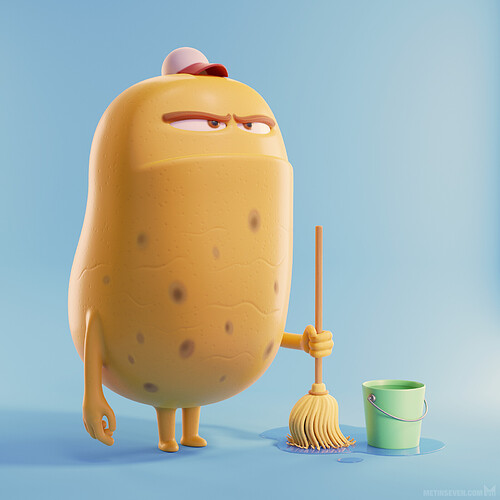 metin-seven_stylized-3d-illustrator-cartoon-character-designer_grumpy-potato-cleaner