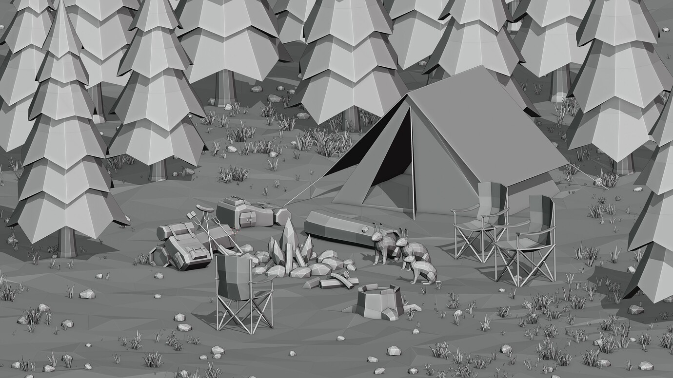 Cozy Camp Scene 🏕️ Low Poly - Finished Projects - Blender Artists Community