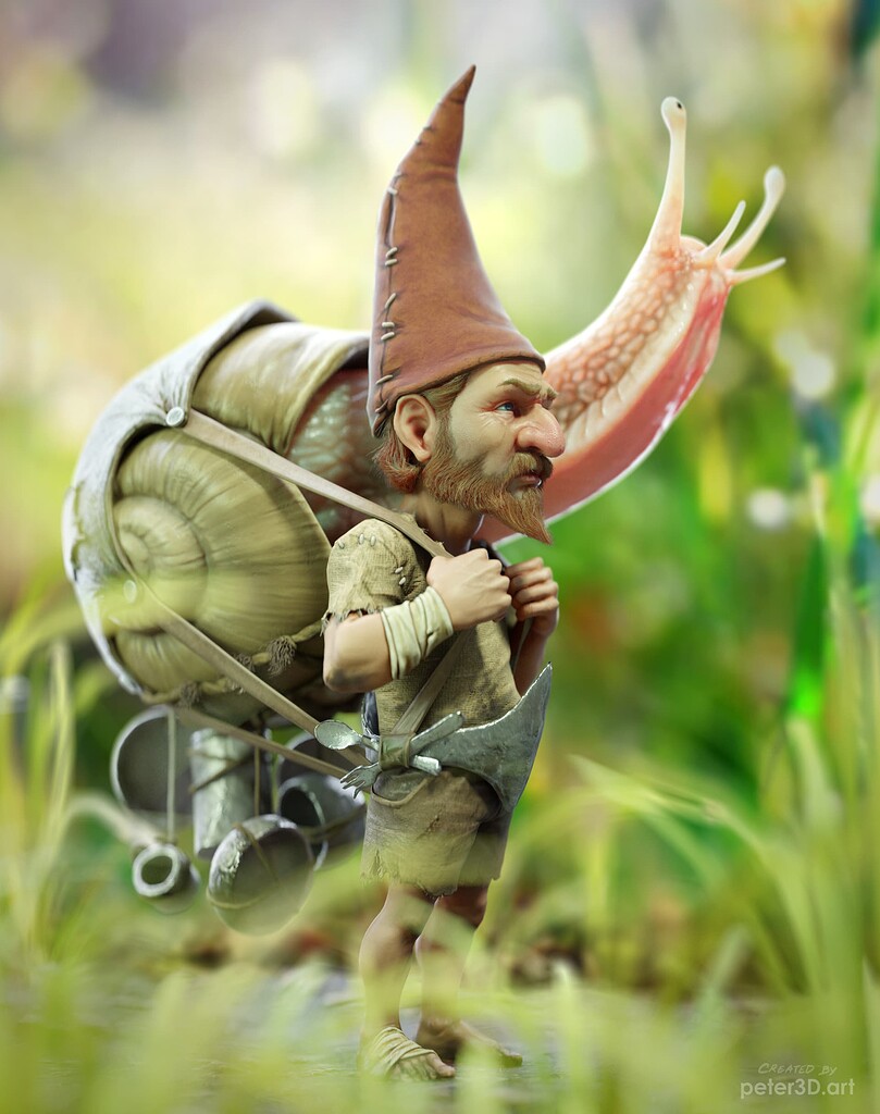 Gnome And His Pet Snail - Sculpt - Finished Projects - Blender Artists 