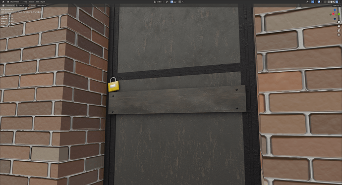 Abandoned toilet door with lock in Blender using preview materials