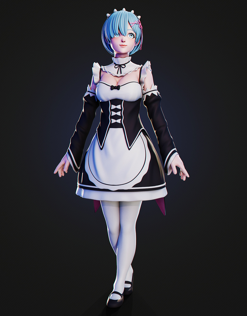 sculpting-rem-from-the-anime-re-zero-finished-projects-blender